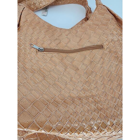 New Directions Tan Woven Large Hobo Shoulder Bag - Picture 3 of 6